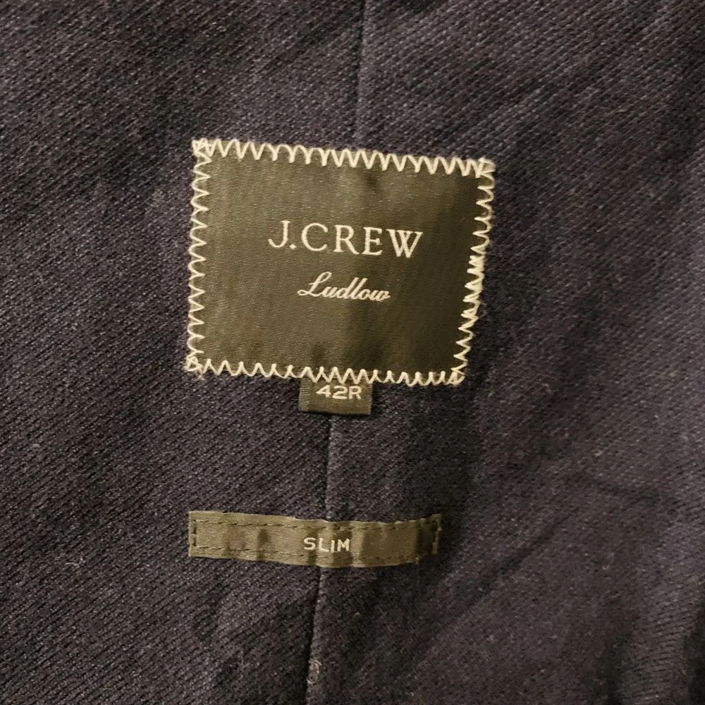 J Crew Ludlow Men's Suit 42 R Slim Dark Navy Wool Jacket Sport Coat Blazer
